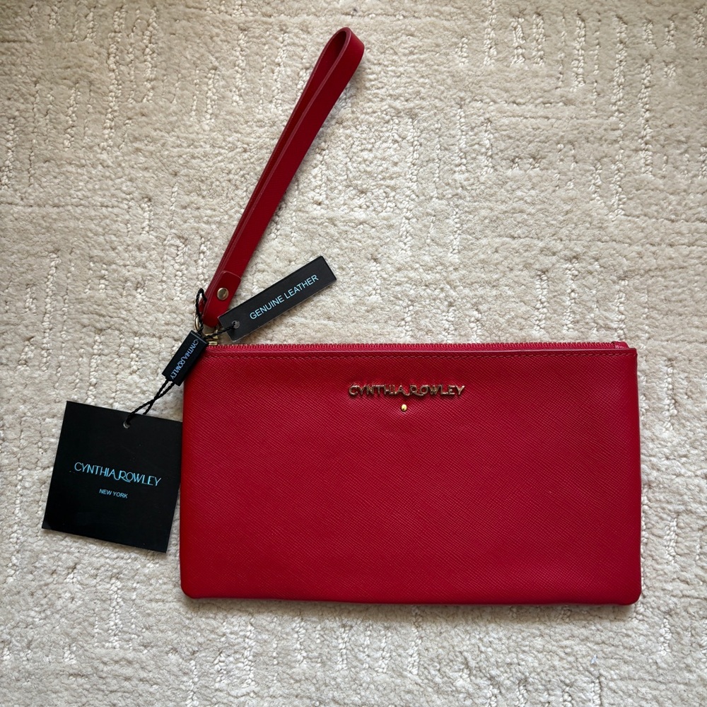 NWT Cynthia Rowley Red Leather Wristlet